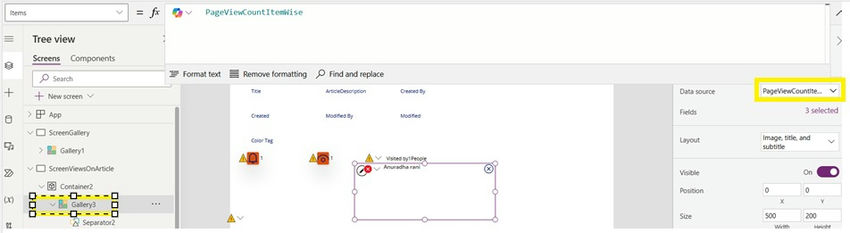 Add a vertical Gallery